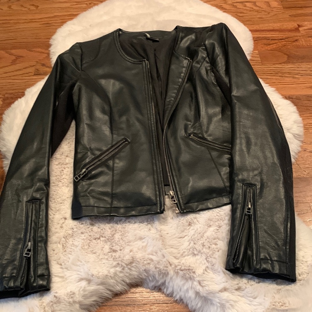 Faux leather mini jacket